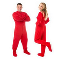 Unisex Micro-Polar Fleece Button Front Pajamas (Red)